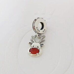 Red Nose Reindeer Murano Dangle Charm
